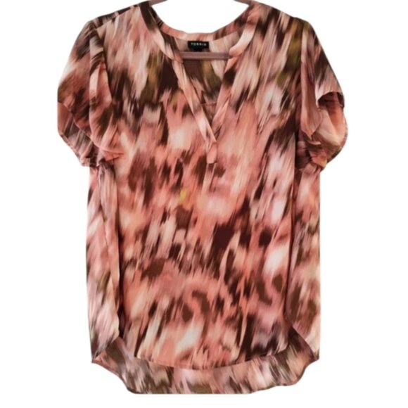 TORRID Sheer Flutter Sleeve Short Sleeve Blouse Size 1X - Picture 1 of 6